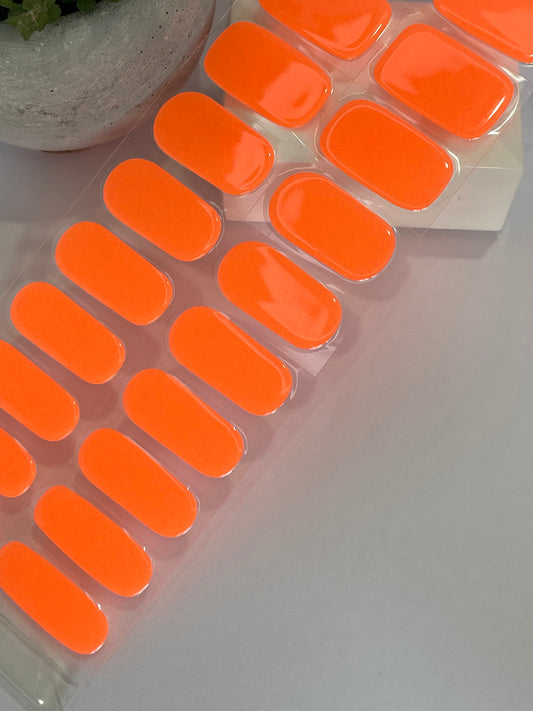 Tangerine Fluro      Semi - Cured Gel Nail Stickers