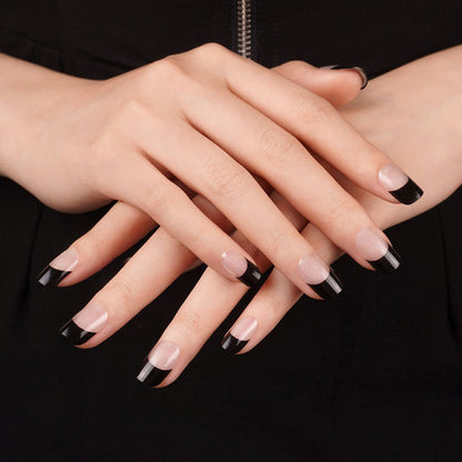 Black French Tip DIY Semi Cured Gel Nail Sticker